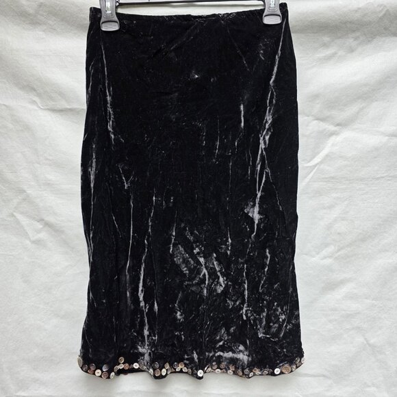 J. Jill Dresses & Skirts - VTG J. Jill Black Velour Size Medium Skirt Button Detail Whimsy Fall Artsy Goth